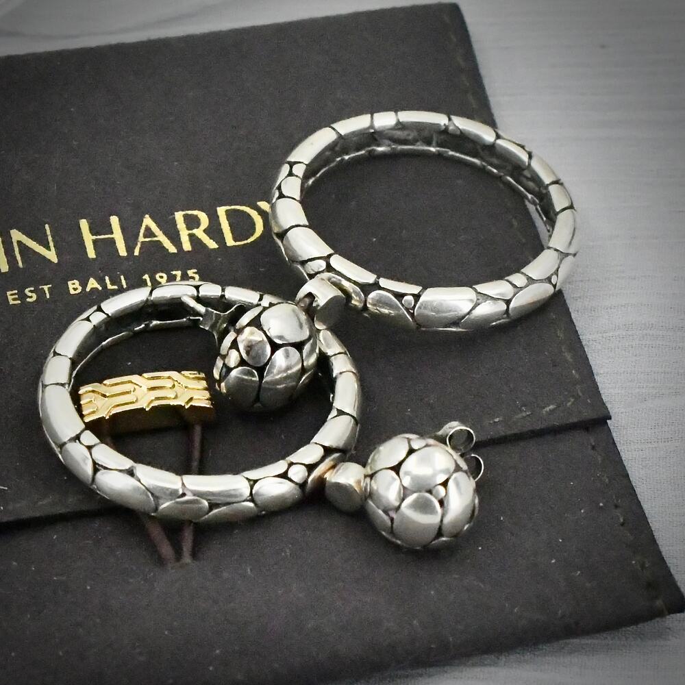 John Hardy 925 Sterling Silver Kali Pebble Large 2" Drop Dangle Earrings 20.8g